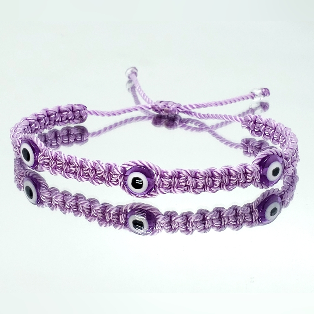 Evil eye bracelet, purple string evil eye protection wristband, lucky charm
